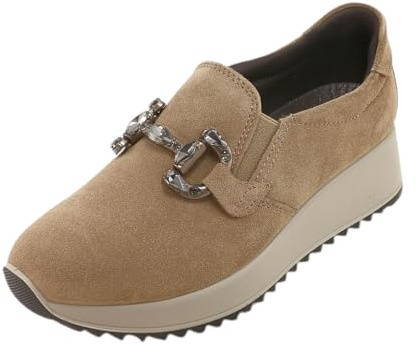 ENVAL SOFT 8779155 Fango Mocassino Donna Zeppa Pelle camoscio Elastici Memory Foam 39