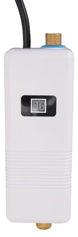Asixxsix chauffe-eau électrique sans réservoir, 3000W sous évier chauffe-eau chaude instantanée avec sortie d'entrée en laiton, pour Cuisine Salle de bain RV (Plug UE 220V)