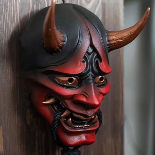 Halloween Oni Maske Horror Gesichtsmaske Samurai Masken Teufel Dämon Kabuki Latex Mask Japanisch Prajna Hannya Gruselig Masks Horror Kinder Erwachsene Halloween Kostüm Accessoires Hallowenn Kostüm