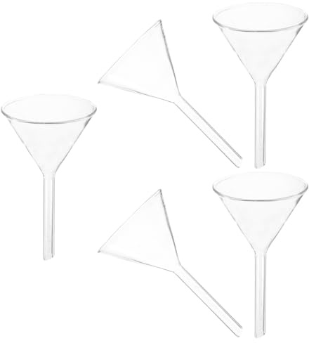 Tofficu Embudo de Vidrio Triangular 60 Mm, 5 Piezas, Embudo de Alimentación para Laboratorio Químico, Reutilizable, Lavable, Herramienta para Líquidos y Sólidos, Uso en Cocina y Química