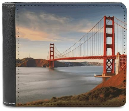 VstaDank Portefeuille fin en cuir Golden Gate Bridge avec poche avant, porte-monnaie, porte-cartes de crédit