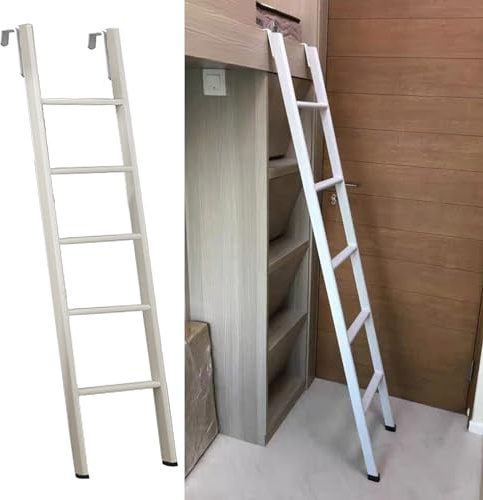 Scaletta per Letto, scaletta per Letto a Castello Home Farm, scaletta Bianca con Tappetino, scaletta per Letto, 116/140/160 cm (Misura: 160 cm/63)