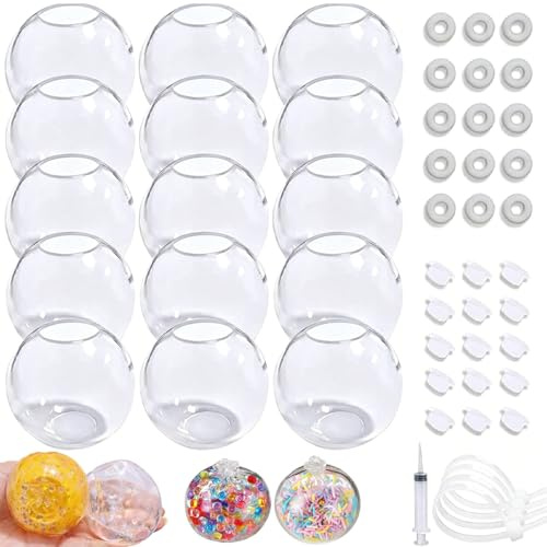 DIY Stress Ball Making Kit, Anti Stress Ball Selber Machen Set mit 15 TPR Hüllen und Slime, ASMR Quetschball Set zur Entspannung, Geschenk für Erwachsene