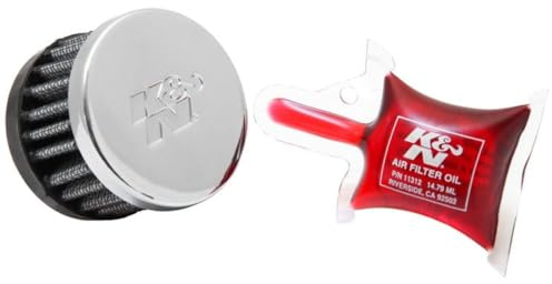 K&N 62-1340 KFZ und Motorrad Entlüftungsluftungsluftfilter, Chrom | 16mm Gummi-Flansch (62-1340)