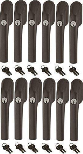Abus FG300 abschließbarer Fenstergriff, braun, im Set 12 Stück alle gleichschließend mit insgesamt 24 Schlüssel
