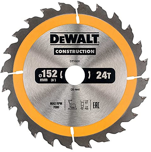 Dewalt Bau-Kreissägeblatt für Handkreissägen (152/20, 24WZ, für schnelle Schnitte, 1 Stück) DT1930-QZ