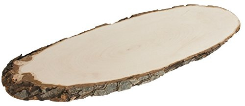 Rindenbrett, natürliche Baumscheibe aus Esche mit Rinde, farblos lebensmittelecht lackiert, zum Servieren von rustikalen Speisen | ERK (Größe: 50-60 cm)
