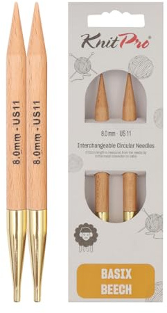 KnitPro Basix Beech Austauschbare Nadelspitzen 5 (13cm) | 8mm