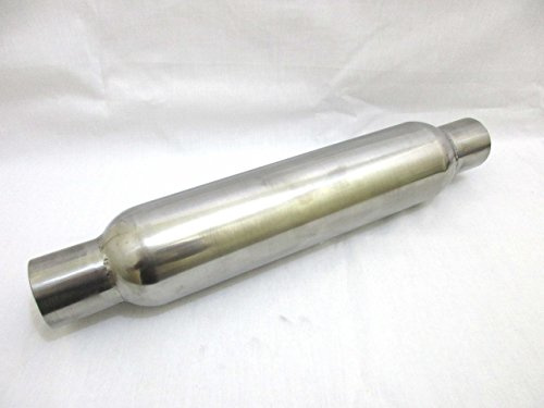 Exhaust parts UK Kugel-Mittelschalldämpfer, 11,4 x 40,6 x 7,6 cm, rund, aus Edelstahl, Spirale im Rohrinneren