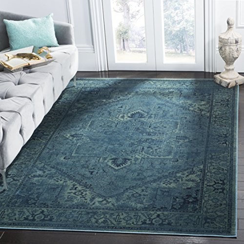 Safavieh Traditionell Teppich für Wohnzimmer, Esszimmer, Schlafzimmer - Vintage Collection, Kurzer Flor, Türkis, 201 X 279 cm