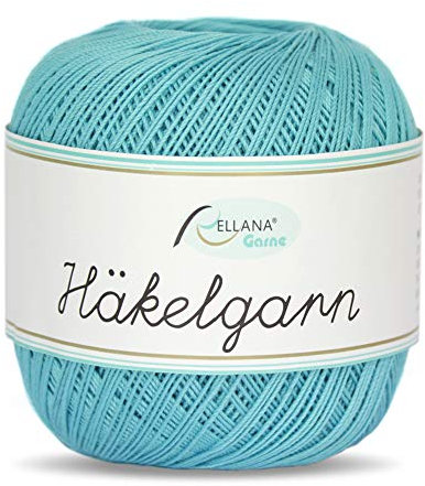 Rellana Häkelgarn, Filethäkelgarn, 50 Gramm, 283 Meter LL, NS 1,5-2, 100% Baumwolle, Mercerisiert und Gasiert, Türkis