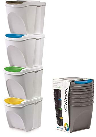 Cubo de basura de plástico con tapa abatible de 20 litros