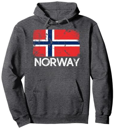 Norwegian Flag Hoodie | Vintage Made In Norway Gift Pullover Hoodie