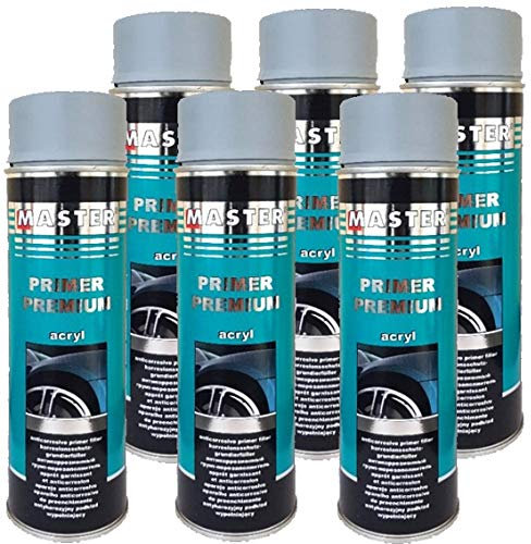 Troton 6 x 500 ml Premium Primer Protección contra la corrosión en spray de imprimación de acrílico, base adherente para coche