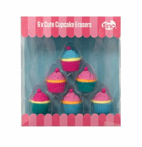 Tinc, Set di 6 gomme Cupcake, Cartoleria Divertente Scuola Ufficio, Accessorio Unico Colorato, Design Stravagante e Funzionale, Collezione Unica, Cartoleria Originale