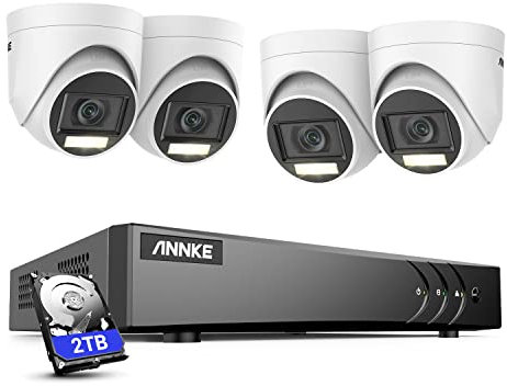 ANNKE 3K Kit Telecamere Videosorveglianza con Audio e Visione Notturna a Colori, H.265+ DVR 8 Canali con Rilevamento Uomini/Veicoli, 4X 3K Videocamera Esterna, Hard Disk da 2TB, Accesso Remoto, IP67