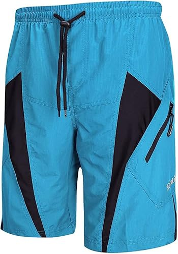 Santic Shorts de vélo pour Hommes，Séchage Rapide Cuissard pour Cycliste avec 4D Rembourrage Pantalons Court de Vélo pour Jogging VTT Randonnée Montagne ou Route Sports Respirants