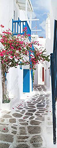 A.Monamour Türtapete Selbstklebend Türfolie Türposter 3D Traditionelles Griechisches Haus Auf Der Insel Mykonos Griechenland Vinyl Folie Türdeko Tapete Wandbild Türaufkleber Türtattoo 95 x 215 cm