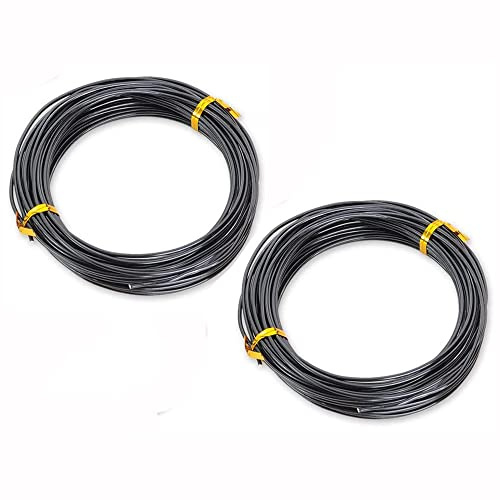 ANCLLO 2pcs X 20M Bonsai Care Tool Tree Training Wire 2.0mm Plant Craft Wire Alambre de aluminio Tejido artesanal, para sujetar ramas de bonsai (cada rollo 20M, Negro)