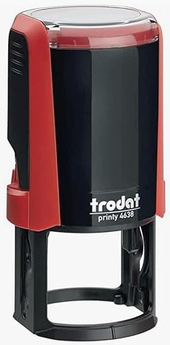 Trodat - Printy 4638 – Anpassa rund anpassad stämpel med önskad text, designa här online Boettens färg röd – Adresstämpel – Företagstamp – Med önskad text – 38 mm –