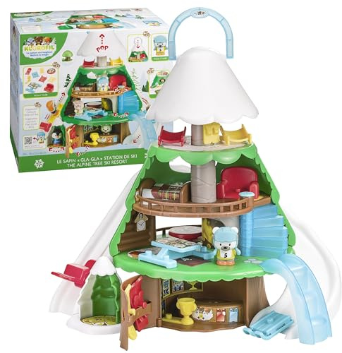 Klorofil Sapin Gla Resort Station de Ski pour Enfant Jouet Dès 18 Mois | Boutique de location remonte-pente solarium et chambre à coucher | 1 personnage et 9 accessoires | idée cadeau imaginaire