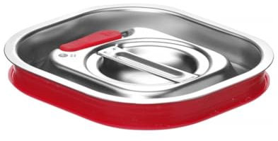 HENDI Couvercle pour Bac GN 1/6, en Acier Inoxydable, avec Bord en Silicone et Valve de Vide, Fermeture Hermétique, Résistant de -40° à 121°C, 176x162mm