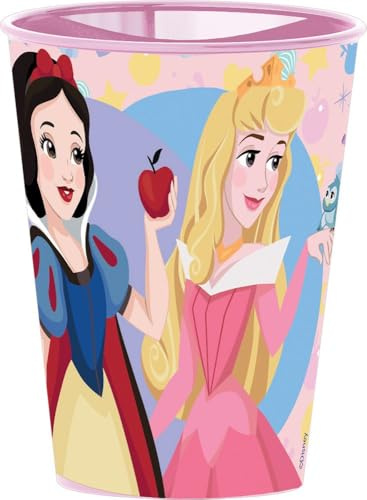 Tataway Disney Princess Aurora Ariel Plastikbecher für Mädchen, 260 ml, rosa, mit Ausguss zum einfachen Trinken