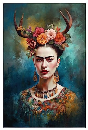 artboxONE Poster 90x60 cm Floral Frida Floral Love - Bild wandbild Frida Kahlo