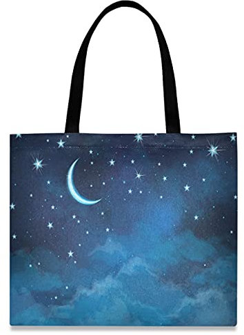 874 Einkaufsbeutel 40X50Cm, Wunderschöner Sternenhimmel, Sterne, Mond Tragetasche Langlebig Shopper Handtasche Geräumige Canvas Tasche Für Geschenk Reisen Büro