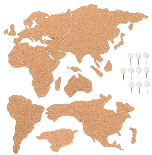 DOITOOL Kork Weltkarte Selbstklebend Zur Wanddekoration Antik Für Zuhause Büro Als Wandkunst Korktafel Mit Weltkarte Für Glatte Oberflächen