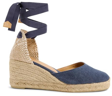Castañer Carina 60mm Wedge Espadrille, Sandalias con cuña Tipo Alpargatas Mujer, Azul Oxford, 38 EU