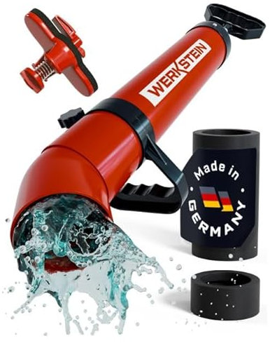 WERKSTEIN Rohrreinigungspumpe Inkl. Überlaufstopfen I Hochdruck Abflussreiniger zur schnellen und effektiven Rohrreinigung in Bad, Küche und WC I Rohrreiniger Pumpe Rohrreiniger Druckluft