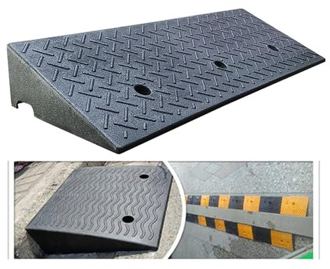 Rollstuhlrampe Gummikeil Schwellenrampe Auffahrkeil Gummirampe Kunststoff Rampe Schwellenrampe Bordsteinkanten Rampe Für Gehwege Auto Fahrrad Rollstuhl Motorrad Handwagen (Size : A-100x38x15cm)
