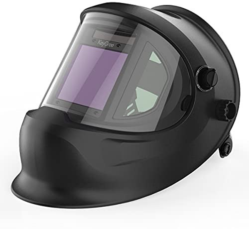 Masque de soudage, casque de soudage, masque de soudeur, casque de soudage à obscurcissement automatique à énergie solaire, plage de teintes réglable 4/9-13, masque de soudage (couleur : noir brillant