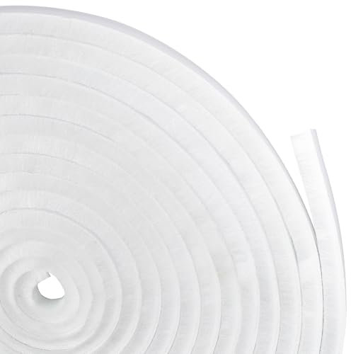 AOTUAO 6M Burletes Para Ventanas Correderas, 9mm(W) x 15mm(D) Junta de Cepillo Autoadhesiva para Burlete, Tira de Sellado Burlete Cepillo Puerta Corredera para Ventana, para Anti Frío, Ruido - Blanco