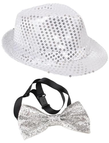 ZGDEIWGF Chapeau Magique de Spectacle - Nœud Papillon, Chapeau de Fête, À Paillettes, de Jazz et de Performance sur Scène