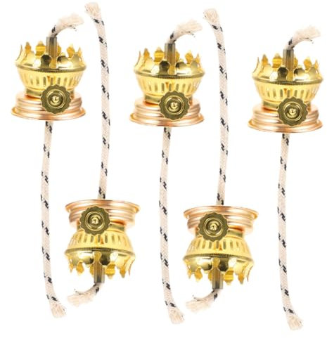 HONMEET 5pcs Retro Kerosene Lamps Fittings Oil Lamp Wicks and Burner for Odourless Oil