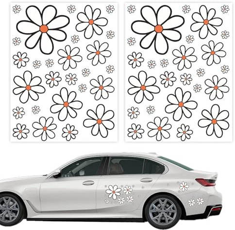 GUTERTOP 54 Pcs Blumen Sticker, Auto Aufkleber Blumen, Autoaufkleber Blumen für Tuning Lustige Karosserie Motorrad Fahrradhelm Glasaufkleber
