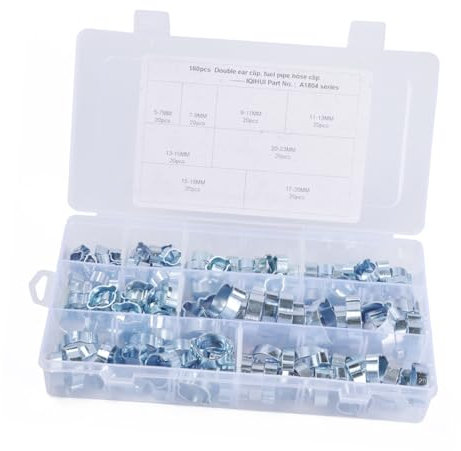 DOITOOL 160 Pièces 8 collier de serrage colliers de tuyau de carburant pinces à oreille colliers de serrage robustes connecteur fixation pour tube clé à pipe colliers de serrage de vitesse