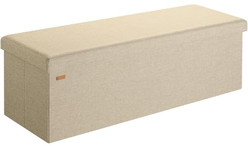 Casaria® Panca Contenitore Pieghevole 115x40x40cm con Coperchio Imbottito Cassapanca Seduta Pouf Poggiapiedi Baule Ottomana Panchetta Salvaspazio