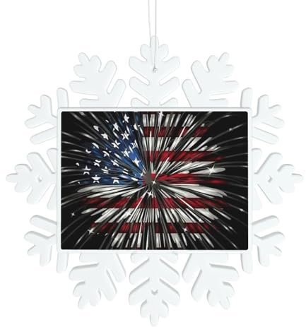 Amerikanische Flagge Feuerwerk Schneeflocke Form Weihnachtsbaum Anhänger Weihnachtsschmuck Handwerk Dekorationen mit Lanyards Neuartige Party Dekorationen