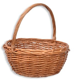 HERSIG - Cesta Mimbre Redonda Miel | Cesta Decorativa sin Forro - 38dx18/41cm