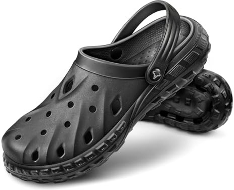 BULLIANT Men Clogs,Comfortable Mules Sandals for Men Women Cushioned Footbed Arch Support-EVA Ligthweight(Black-11 Men/13 Women)