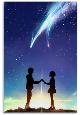 Póster de película de anime Kimi No Na Wa Your Na Póster Pintura Decorativa Lienzo Arte de Pared Salón Póster Dormitorio Pintura, Arte de Pared Impresión de Imagen Moderna Decoración de Habitación