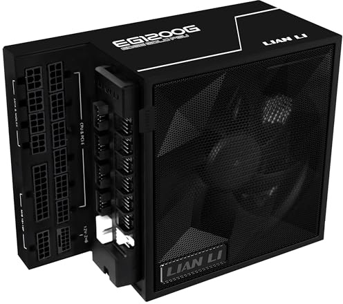 Lian Li Edge Gold 1200 PC Netzteil Schwarz, 1200 Watt ATX Netzteil, PCIe 5.1, ATX 3.1 PSU | 80 Plus Gold, modular, Sleeved Cable Kit, 12VHPWR für NVIDIA RTX, leiser Lüfter, USB Hub & Fan Hub