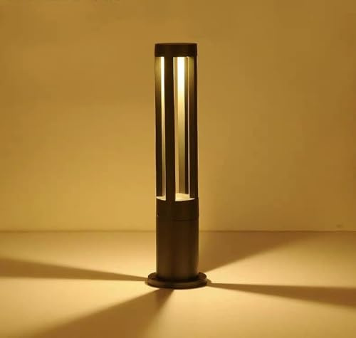 HMAKGG Bollard Lights Outdoor, 80CM Post Lights Mains Powered, IP65 Waterproof, Warm White, 10W Modern Cylinder Garden Path Light Aluminum, for Terrace Pedestal Pathway Lighting, Anthracite