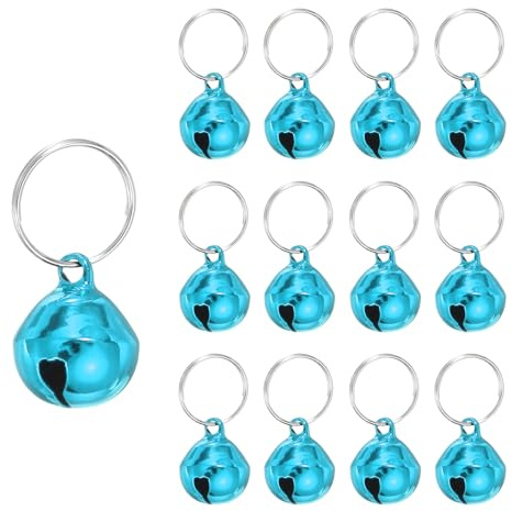 PATIKIL 12 Pezzi Campanellini Per Cani, Mini Campanelli Per Gatti Piccoli Campanelli Per Collare Animali Domestici Portachiavi Carino Bulk Metallico Sonoro Jingle, Blu