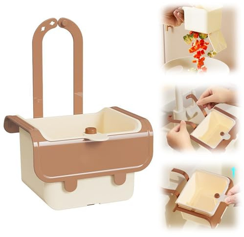 Sieb für Spülbecken, Snap Button Spülbecken Sieb Wasserhahn Hängend, Abnehmbar Abtropfkorb, Abflusskorb, Spülbeckensieb, Waschbeckensieb, Abtropfsieb, Abtropfschale, Küchensieb, Abtropfbehälter (A)