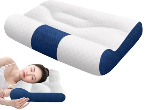 Woalopted Almohada Cervical Ortopédica - Cojín Cervical Que Mejora El Sueño - La Presión para Dormir De Espalda Viaje Hombre Mujer Trabajo Coche Avión Casa - para Dormir en Cama Hogar Trabajo Viajes