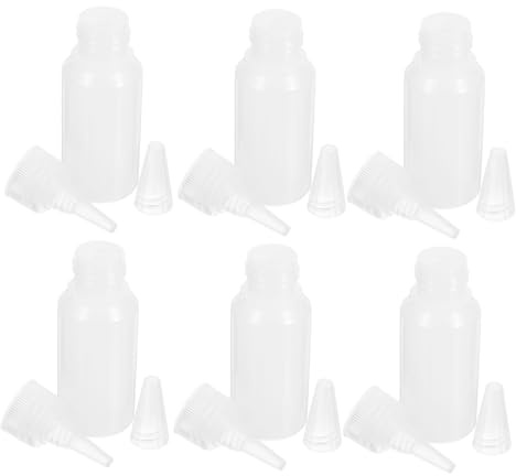 DECORNIJIA 6 Pezzi Bottiglie per Liquidi Artigianali Flaconi in Plastica Trasparente con Beccuccio Mini Contenitori Portatili per Vernice Colla Lozioni e Tinture Industriali
